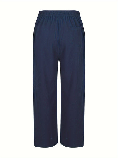 Antoine - Pantalon en Lin Homme Décontracté avec Taille Élastiquée et Coupe Fluide