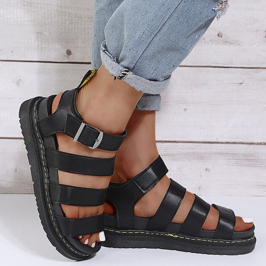 Nathalie - Sandales Orthopédiques Femme Tendance à Lanières avec Semelle Plateforme