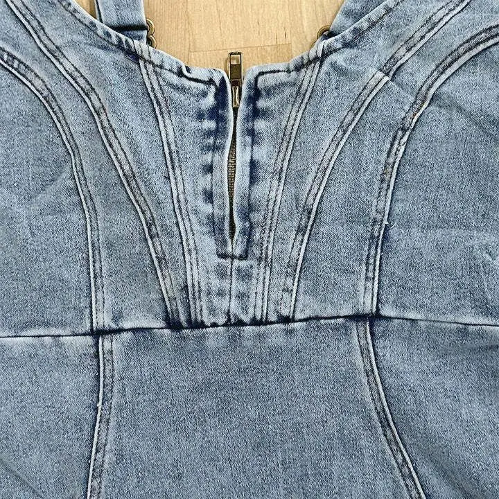 Noémie - Robe Midi d'Été Femme Moulante à Bretelles Larges avec Fente et Buste Corset Tendance
