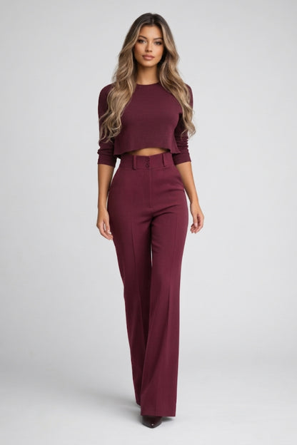 Ensemble Femme - Crop Top et Pantalon Évasé Taille Haute | Chic