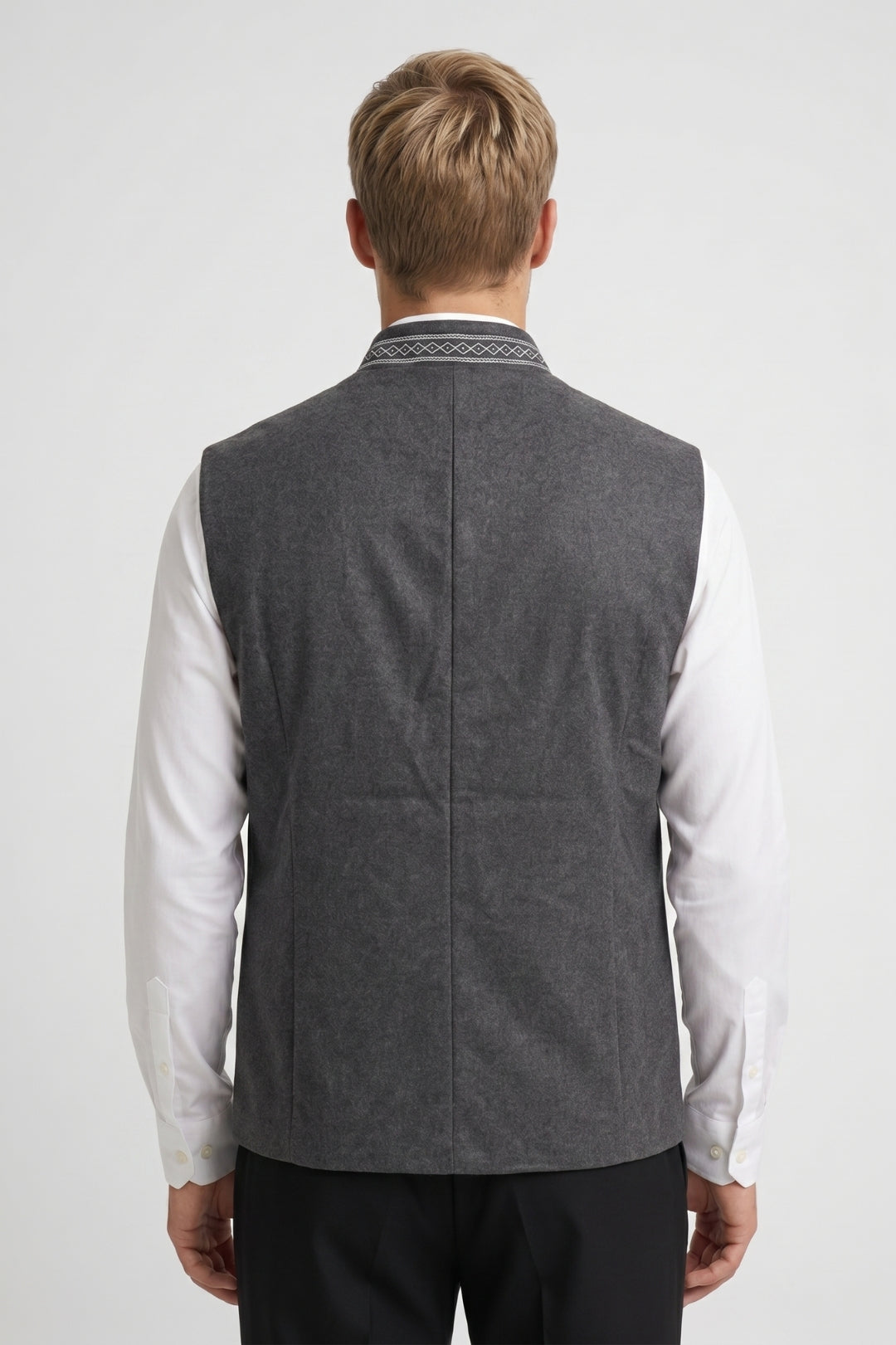 Gilet Homme - Sans Manches Col Mao Brodé Boutonnage | Chic