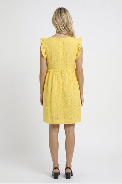 Robe Mini Femme - Broderie Anglaise avec Col V | Estivale