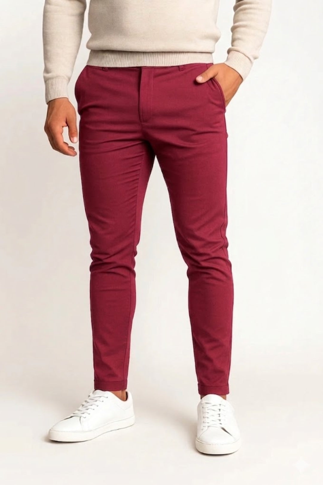 Pantalon Homme - Chino Coupe Slim Taille Semi-Haute Poches | Casual