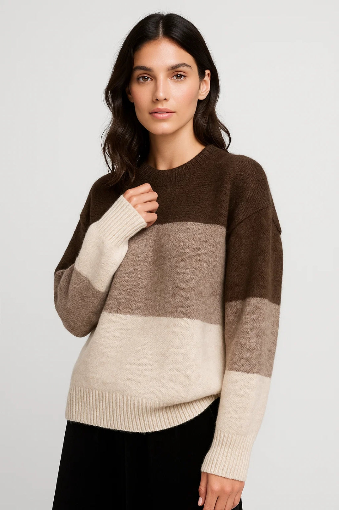 Pull Rayé Femme | Pull à Col Rond Décontracté | Doux et Confortable