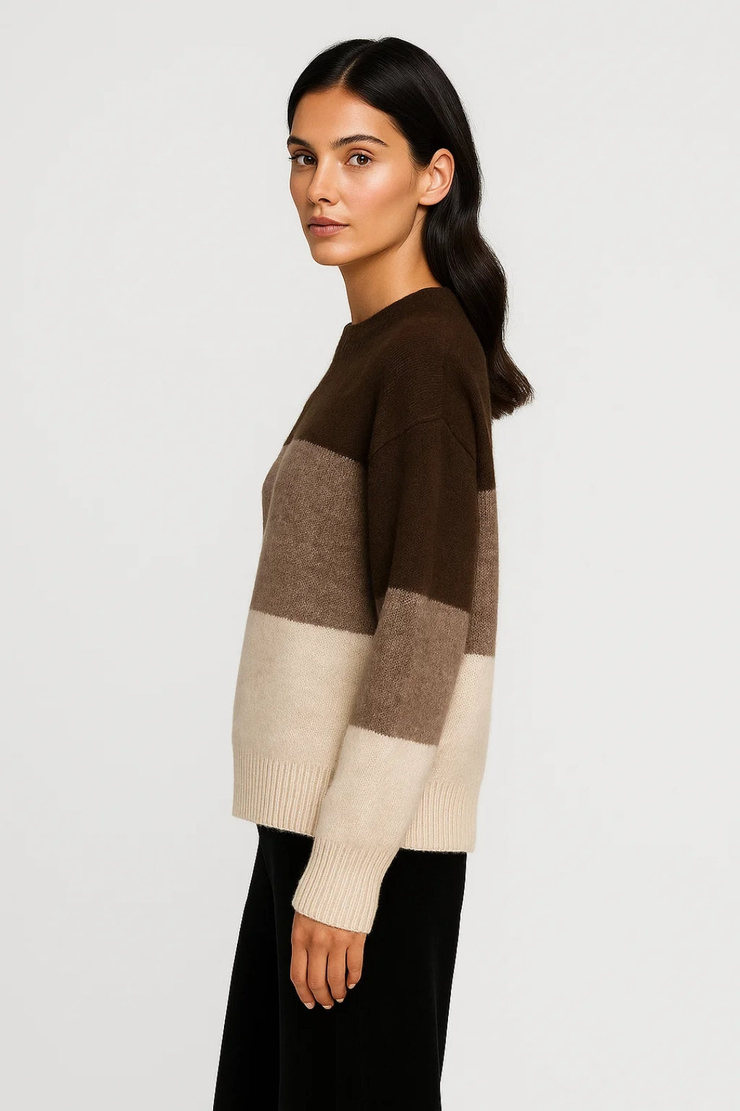 Pull Rayé Femme | Pull à Col Rond Décontracté | Doux et Confortable