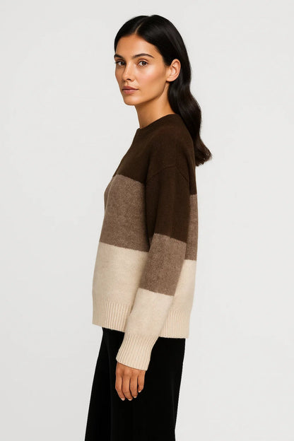 Pull Rayé Femme | Pull à Col Rond Décontracté | Doux et Confortable