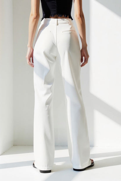 Pantalon Droit | Élégant et Confortable | Blanc