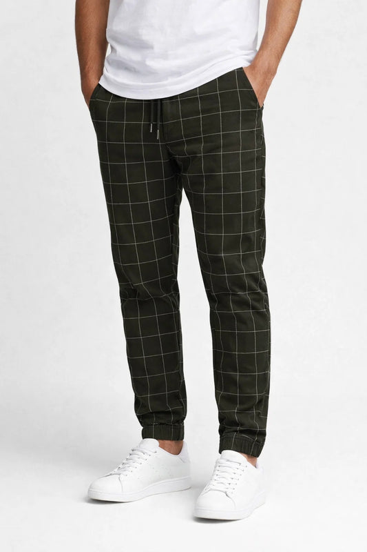 Pantalon Homme | carreaux & jogging | cordon ajustable taille pour Printemps