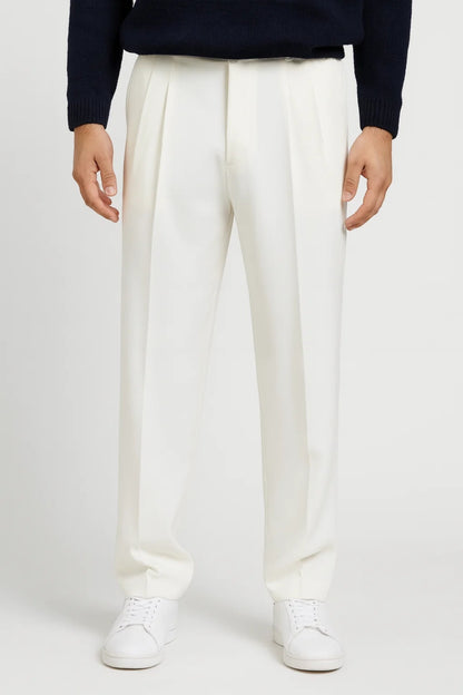 Pantalon Homme - Coupe Droite Plissée Taille Haute | Élégant
