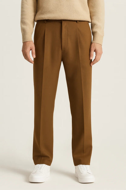 Pantalon Homme - Coupe Droite Plissée Taille Haute | Élégant