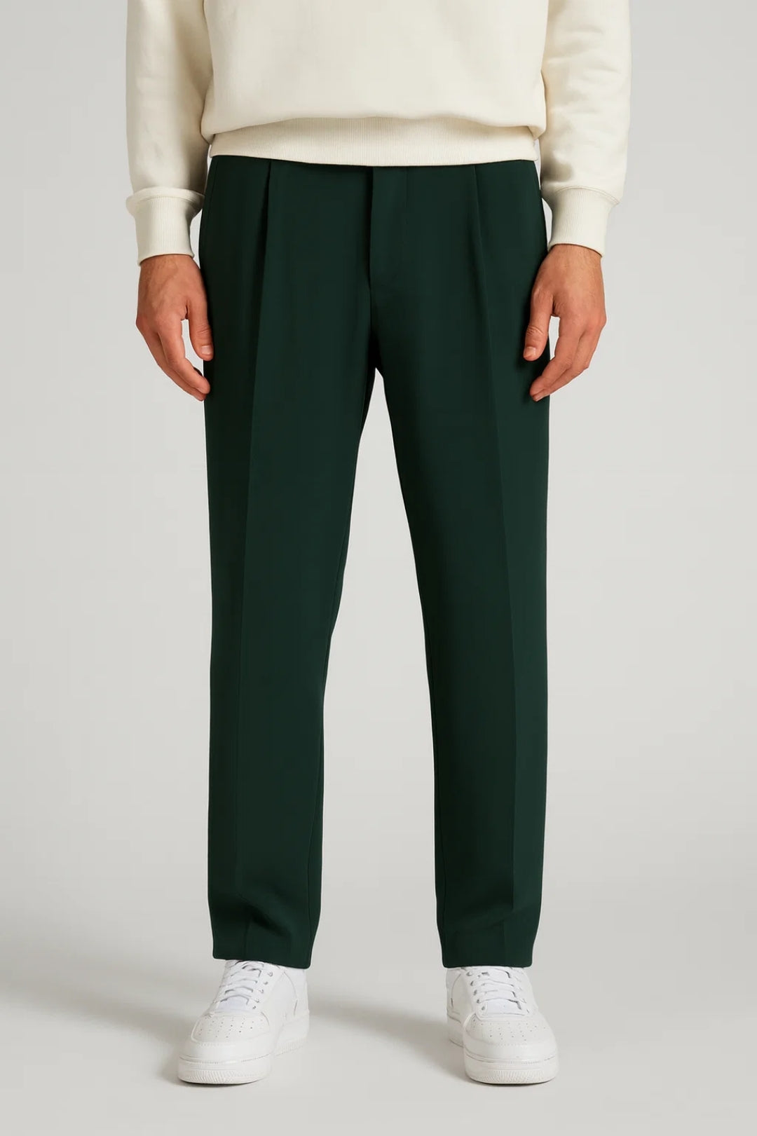 Pantalon Homme - Coupe Droite Plissée Taille Haute | Élégant