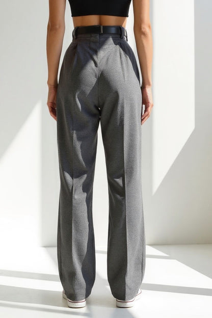 Pantalon Large Taille Haute | Gris Anthracite | Élégant et Confortable