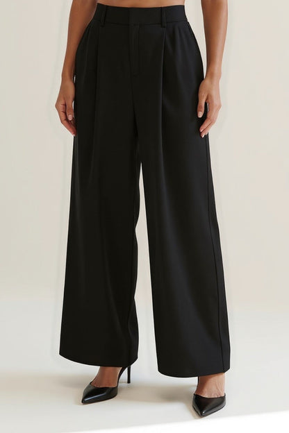 Pantalon Large Taille Haute | Noir | Élégance et Confort