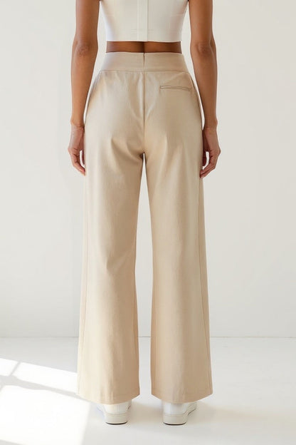 Pantalon Large Taille Haute | Élégant et Polyvalent | Noir, Blanc, Beige