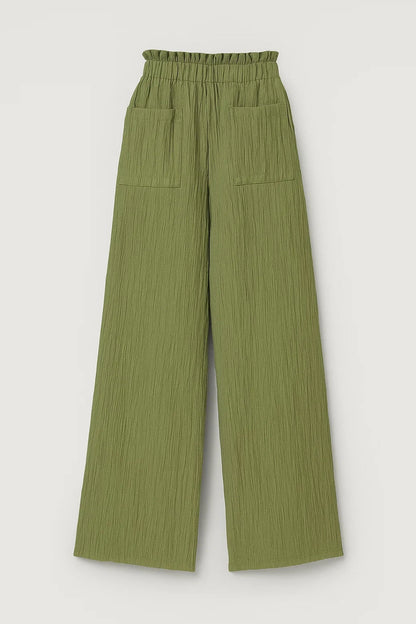 Pantalon Large à Taille Élastique | Confort et Style Décontracté | Noir, Beige, Vert