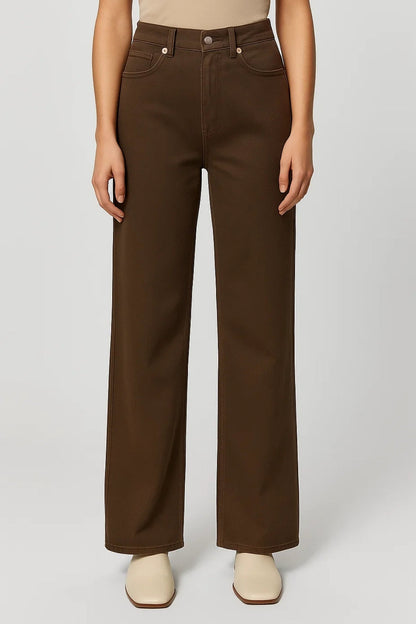 Pantalons Modernes | Jean coupe droite taille haute | Confortable et Polyvalent