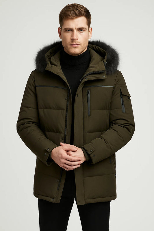 Parka Homme | Matelassée à Capuche Fourrée | Style Fonctionnel pour Hiver
