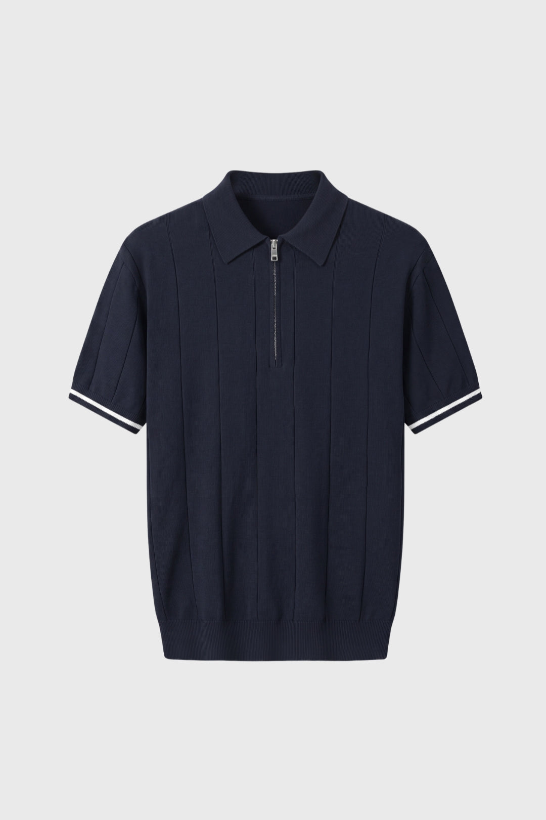 Polo Homme - Demi Zip Manches Courtes Côtelé | Casual Chic