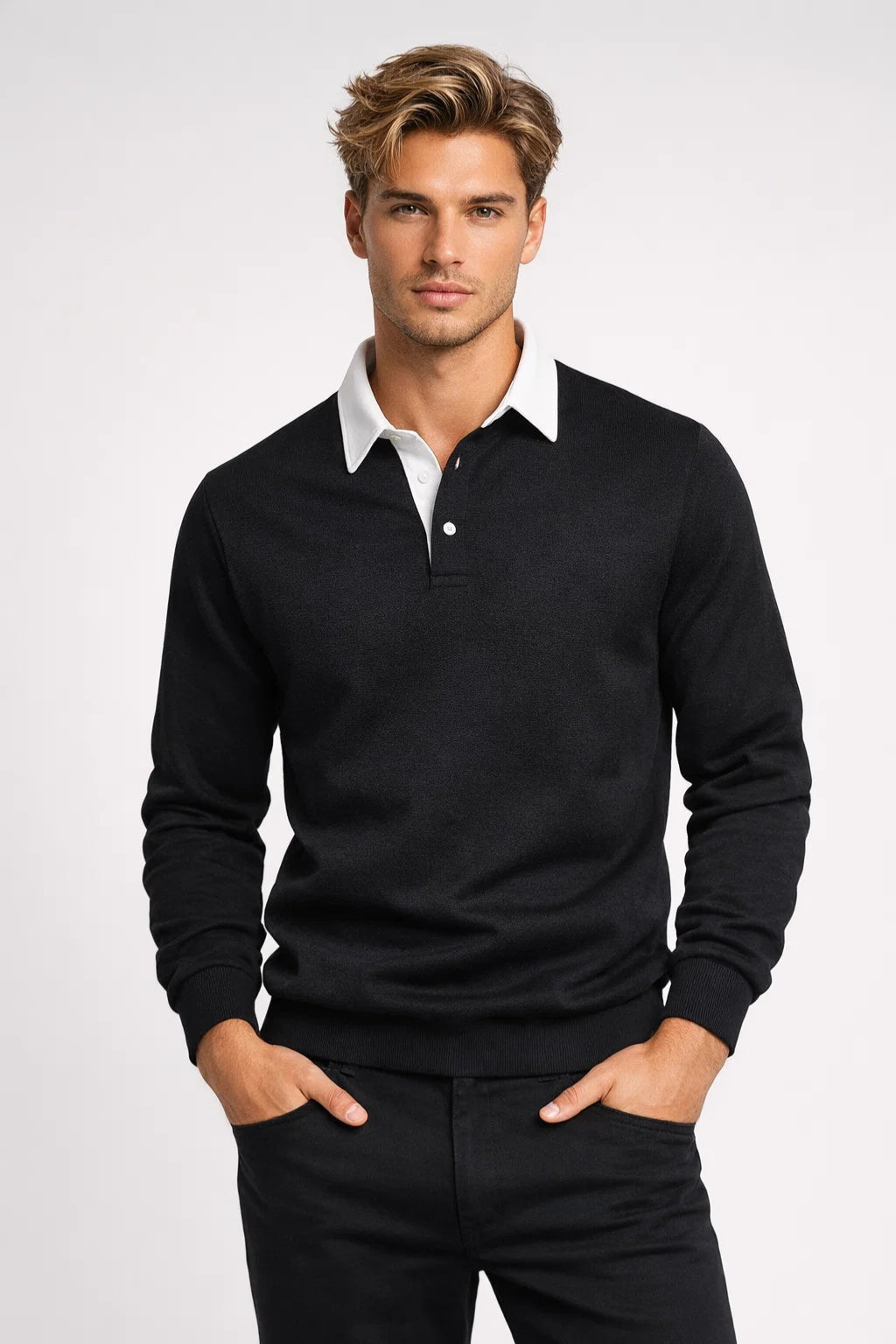 Polo Homme | chic & élégant | col contrasté structuré pour Automne
