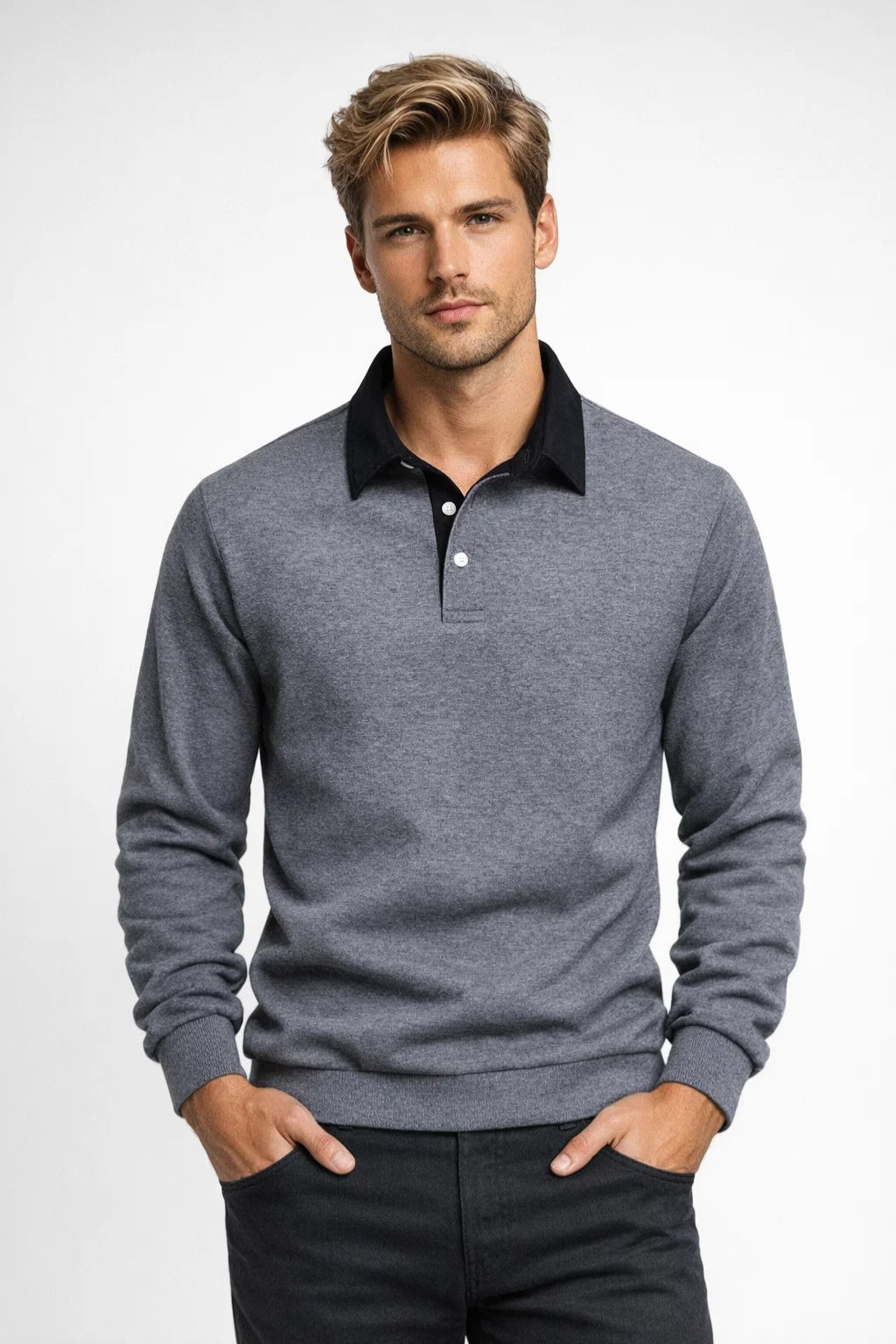 Polo Homme | chic & élégant | col contrasté structuré pour Automne