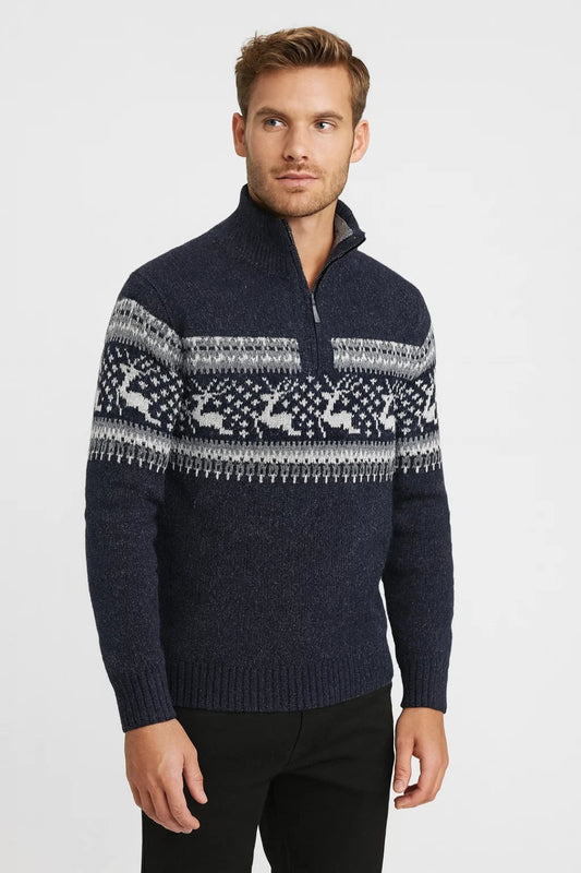 Pull Homme | col zippé torsadé | silhouette chaude pour Hiver