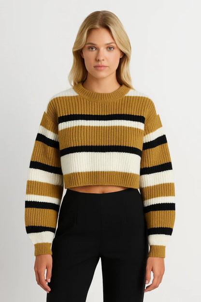 Pull Rayé Court | Pull Femme | Moderne et Confortable
