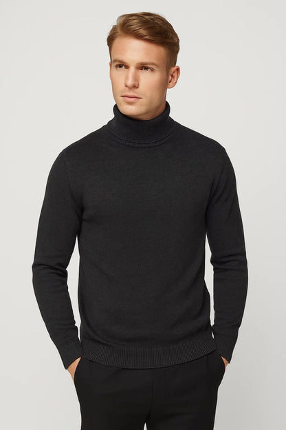 Pull Homme | Col Roulé Classique | Élégant, Sobre et Confortable pour Hiver