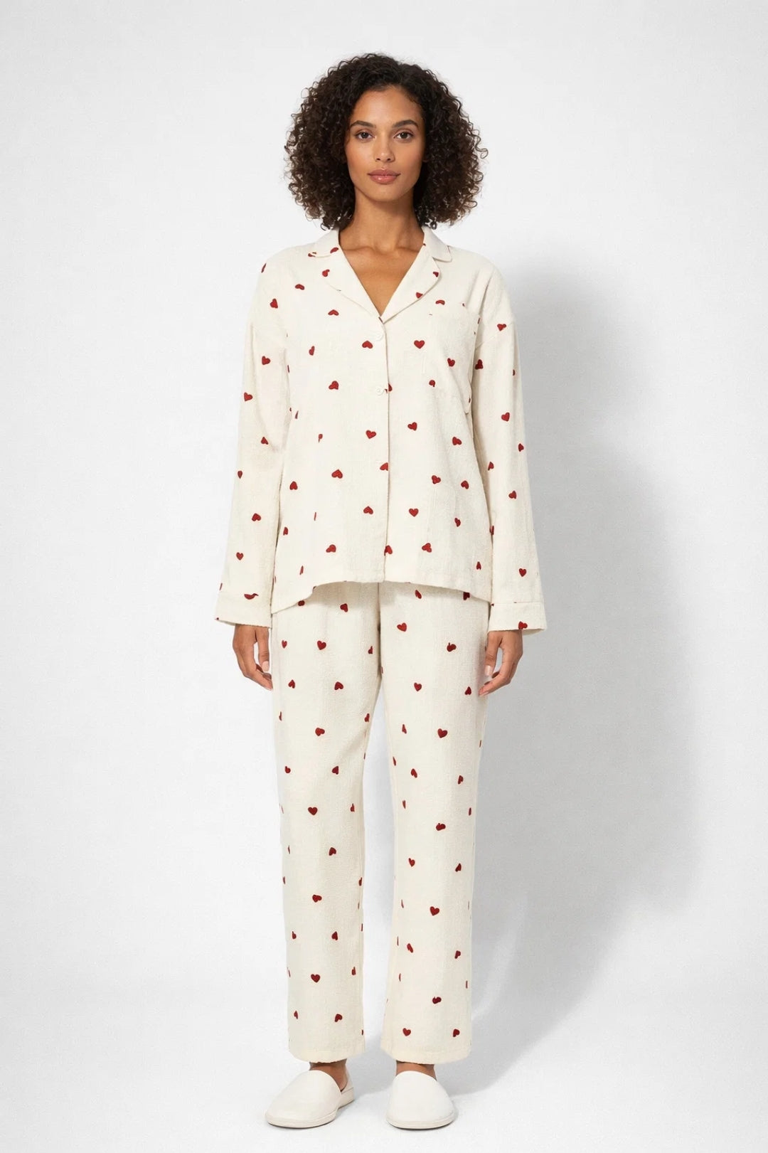 Pyjama Femme - Manches Longues Imprimé Coeurs | Confort