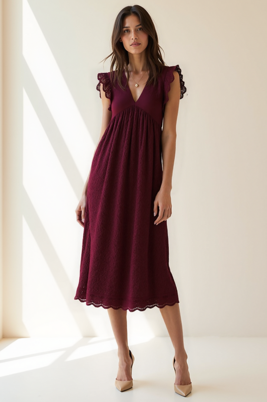 Robe Courte Femme | Coton Brodé Léger | Mancherons Volants