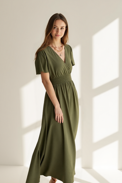 Robe Longue Femme | Taille Smockée Confort | Tissu Ultra-Doux Éco