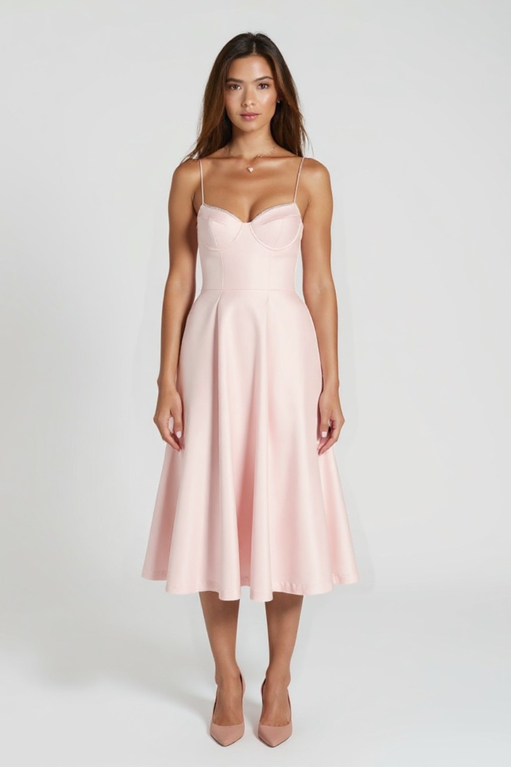 Robe Midi Femme | Coupe Évasée Élégante | Bretelles Fines