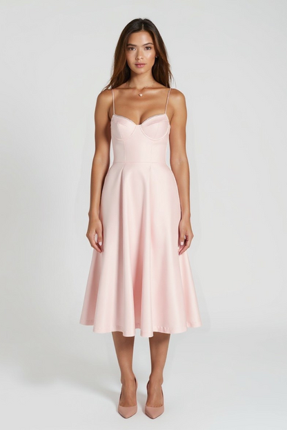 Robe Midi Femme | Coupe Évasée Élégante | Bretelles Fines