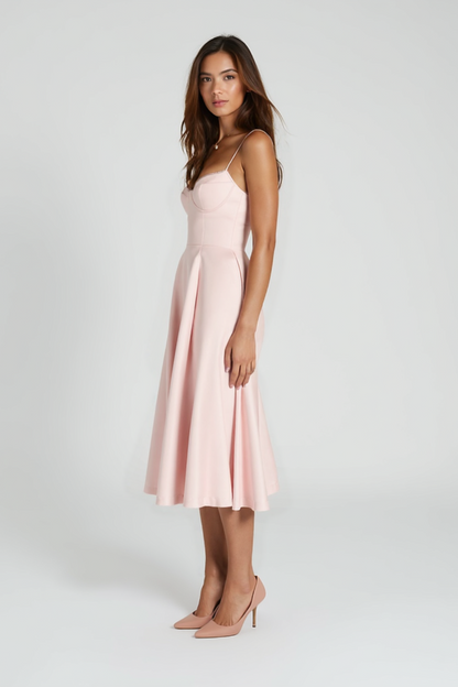 Robe Midi Femme | Coupe Évasée Élégante | Bretelles Fines