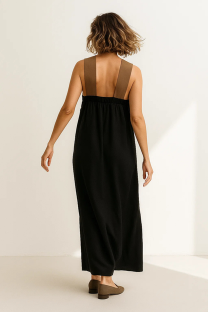 Robe Longue Femme | Bretelles Croisées | Coupe Fluide Élégante