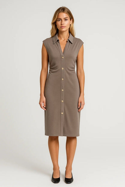 Robe Chemise Boutonnée Femme | Robe Midi Sans Manches Élégante | Légère et Respirante