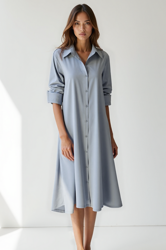 Robe Chemise Femme | Coupe Ample Élégante | Boutonnée avec Poches