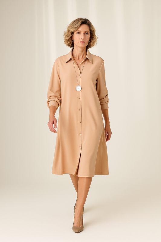 Robe Chemise Femme | Coupe Ample Élégante | Boutonnée avec Poches