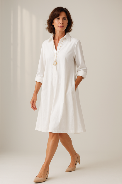 Robe Chemise Femme | Coupe Ample Élégante | Boutonnée avec Poches
