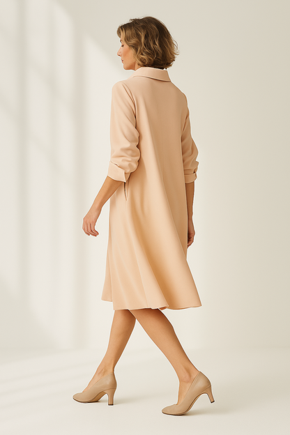 Robe Chemise Femme | Coupe Ample Élégante | Boutonnée avec Poches
