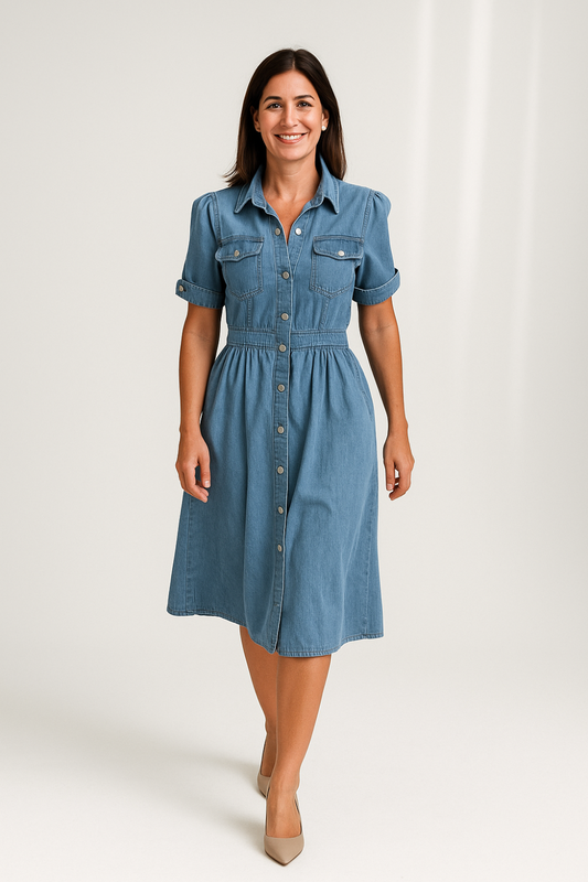 Robe Chemise en Jean Femme | Taille Élastique | Pratique et Tendance