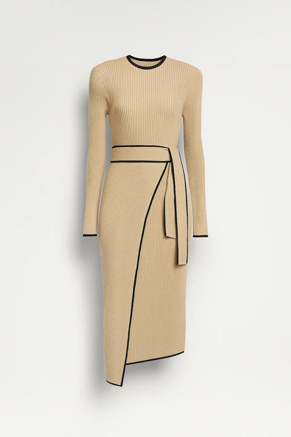 Robe Chic Automnale | Robe midi à manches longues | Élégante et Structurée