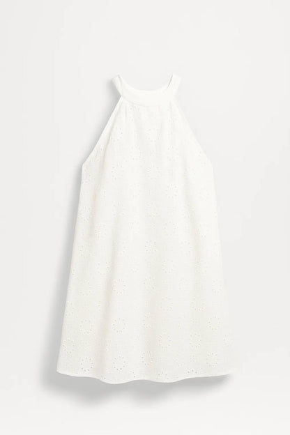 Robe Courte Brodée | Robe d’Été Sans Manches | Légère et Aérée