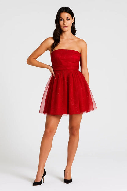 Robe Courte Bustier | Robe de Fête Évasée | Légère et Respirante