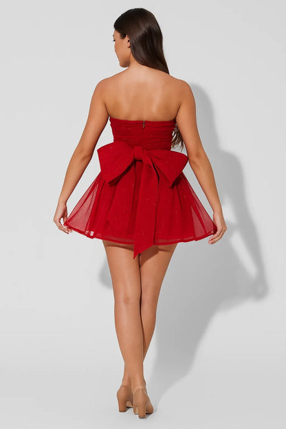 Robe Courte Bustier | Robe de Fête Évasée | Légère et Respirante