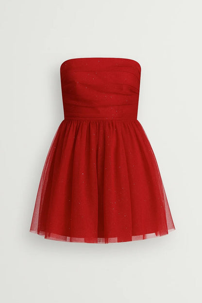 Robe Courte Bustier | Robe de Fête Évasée | Légère et Respirante