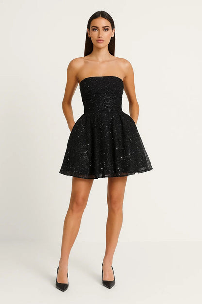 Robe Courte Bustier | Robe de Fête Évasée | Légère et Respirante