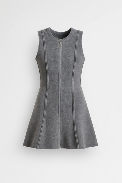 Robe Courte Zippée | Robe Sans Manches Structurée | Moderne et Confortable