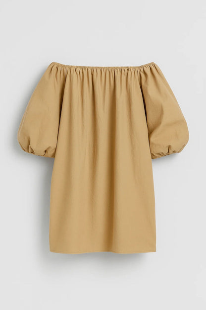 Robe Courte Épaules Dénudées | Coton Léger | Volume Moderne