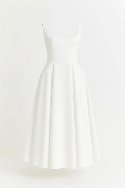 Robe Évasée Femme | Encolure Carrée Élégante | Tissu Fluide Stretch