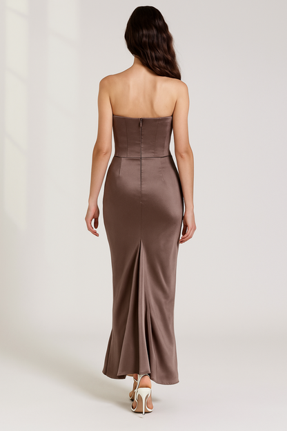 Robe Longue Femme | Bustier Élégant | Drapé Fluide et Sophistiqué